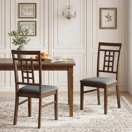 Dreamade Farmhouse Kitchen Chairs with Upholstered Cushioned Seat and Lattice Back