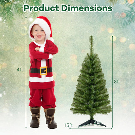 Dreamade 3ft Mini Artificial Christmas Tree, Unlit Green Holiday Tree with 116 Lifelike PVC Branch Tips