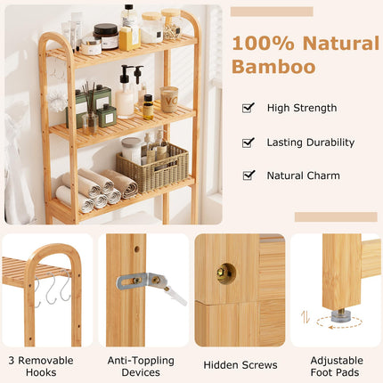 Dreamade Bamboo Over The Toilet Storage, 3-Tier Bathroom Toilet Shelf Rack