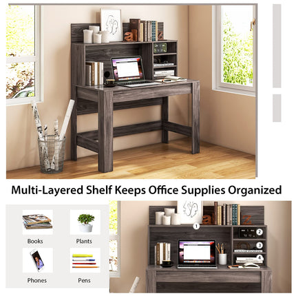 Dreamade Computer Desk with Bookshelf