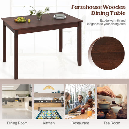 Dreamade Dining Table for 4 People, 48” x 29” Kitchen Table with Wood Legs, Rectangular Dinner Table for Small Space