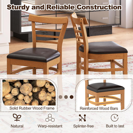 Dreamade Wooden Dining Chairs Set PU Leather Upholstered Kitchen Chair w/Rubber Wood Legs