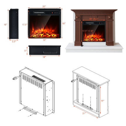 Dreamade 18'' Electric Fireplace, Fireplace Inserts Electric Heater