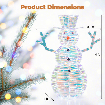 Dreamade 4 FT Lighted Christmas Snowman, Light-up Xmas Holiday Decoration with 100 LED Lights