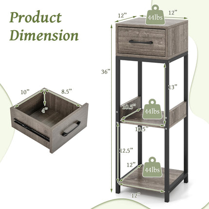 Dreamade 3 Tier Tall Plant Stand Indoor, 36 Inch Corner Plant Holder with Drawer & Metal Frame