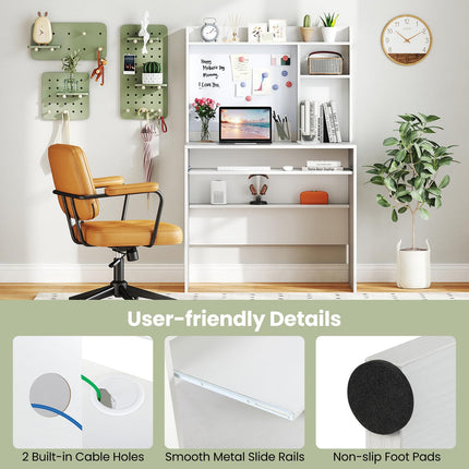 Dreamade White Computer Desk with Hutch