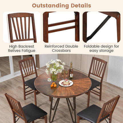 Dreamade Folding Dining Chairs Set | Foldable Wood Kitchen Chairs with Padded Seat (2/4)