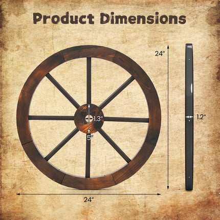 Dreamade 24-Inch Wagon Wheels 2/4 Pieces Carbonized Solid Fir Wood