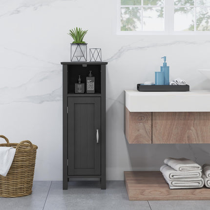 Dreamade Narrow Bathroom Storage Cabinet - Corner Unit with Open Compartment, Adjustable Shelf
