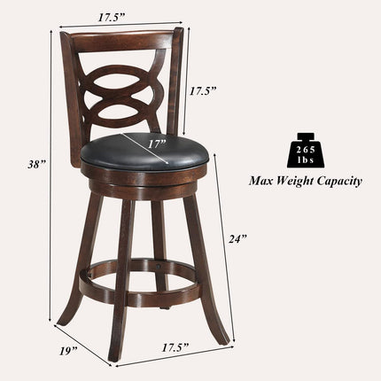 Dreamade Bar Stools, Counter Height Dining Chair, Fabric Upholstered 360 Degree Swivel