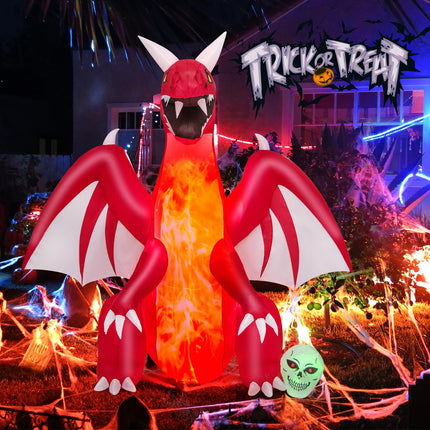 DREAMADE 8 FT Halloween Inflatable Dragon, Lighted Yard Decoration