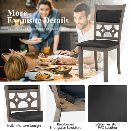 Dreamade Wooden Dining Chairs, Farmhouse Armless Kitchen Chairs w/Padded Backrest & Seat