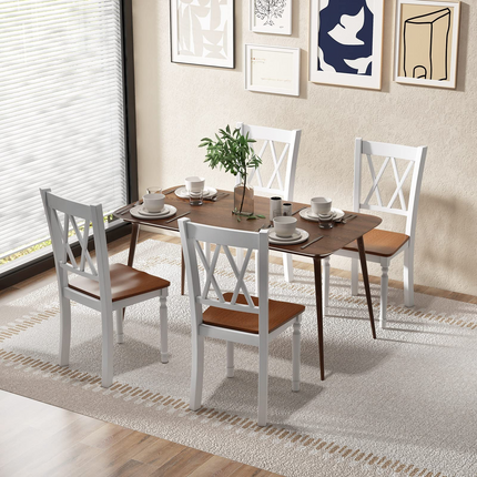 Dreamade Dining Room Chairs Set of 4 White - Wooden Farmhouse Kitchen Chairs with Rubber Wood Seat