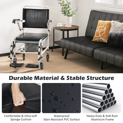 Dreamade 4-in-1 Bedside Commode Shower Wheelchair