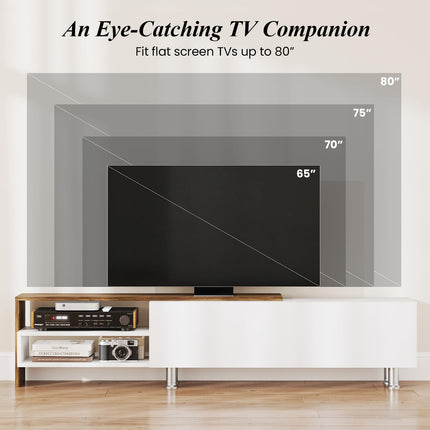 Dreamade 80 Inch TV Stand and 2 Floating Shelves Set