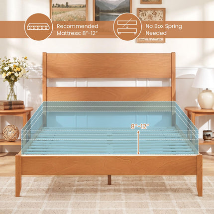 Dreamade Queen/Full/Twin Size Wooden Bed Frame with Slatted Headboard