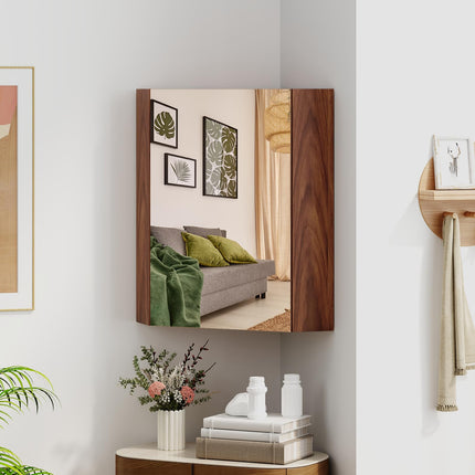 Dreamade Corner Medicine Cabinet, 23.5” Over The Toilet Storage Cabinet with Mirror Door, Adjustable Shelf