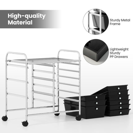 Dreamade 9 Drawers Rolling Cart, Classroom Organizers, Storage Cart with Wheels