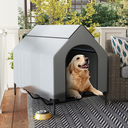 Dreamade Dog House Outdoor Extra Large, Elevated Dog Bed with Weatherproof Canopy