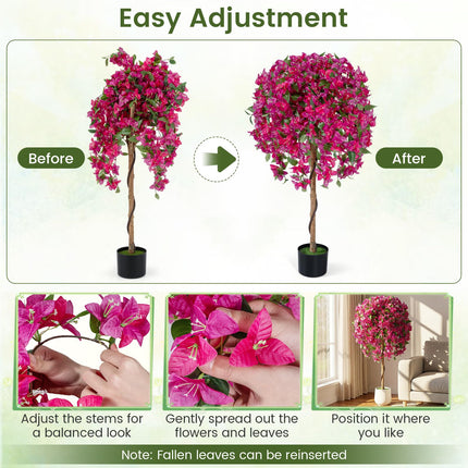 Dreamade 2 Pack Artificial Azalea Trees with Vivid Blooming Flowers for Indoor Outdoor Decor