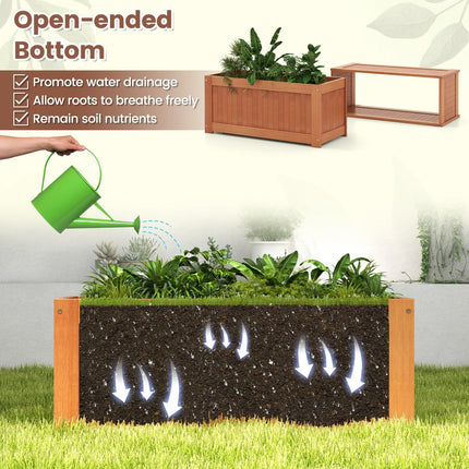 Dreamade 2-in-1 Outdoor Bench, Wood Raised Garden Bed with Open Base, Teak Oil Finish
