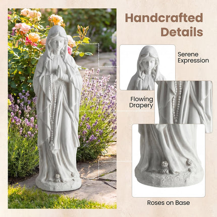 Dreamade Virgin Mary Praying Statue 29.5" | Blessed Mother Outdoor Religious Statue with Rosary Beads