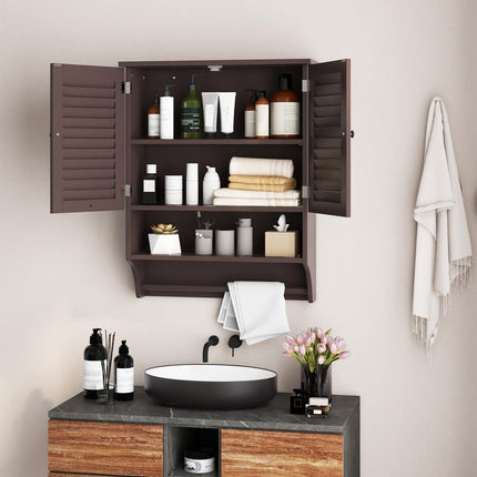 Dreamade Bathroom Cabinet Wall Mounted - Hanging Medicine Cabinet with 2 Louvered Doors