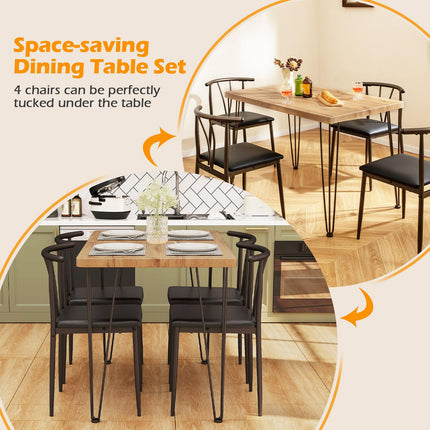 Dreamade 5-Piece Dining Table Set | 43-Inches Rectangular Kitchen Table & 4 Armless Chairs with Upholstered Seat