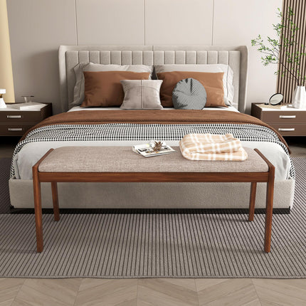 Dreamade 45" Upholstered Entryway Bench with Rubber Wood Legs and Fabric Padded Seat