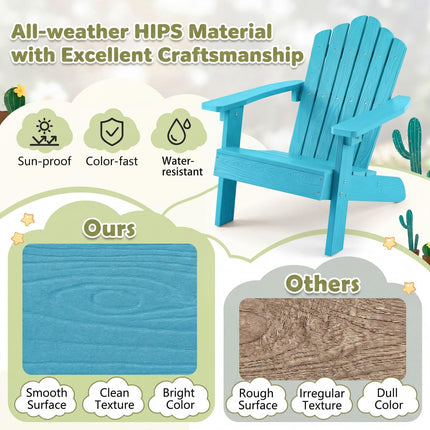 Dreamade Kids Adirondack Chair, All-Weather HIPS Children's Outdoor Chair with Tilted High Backrest