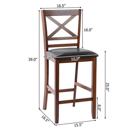 Dreamade Modern 25” Counter Height Dining Pub Stools with X-Shaped Backrest, Soft Cushion & Durable PU Seat