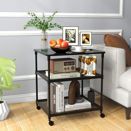 Dreamade Printer Stand, 3-Tier Industrial Printer Cart with Lockable Wheels