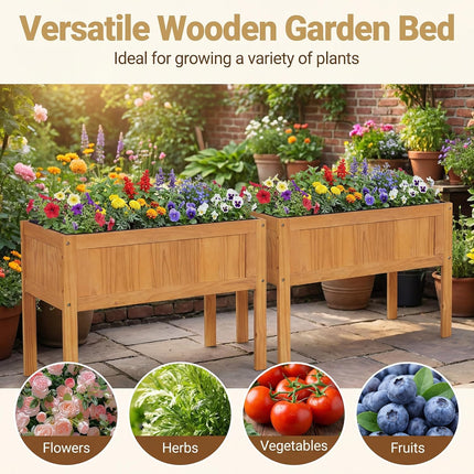 Dreamade Solid Wooden Raised Garden Bed w/Legs (35”Lx 16”Wx24”H)