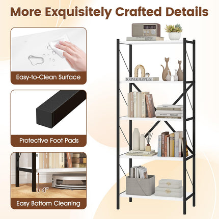 Dreamade 5-Tier Tall Industrial Bookcase with Heavy-Duty Metal Frame (1/2)