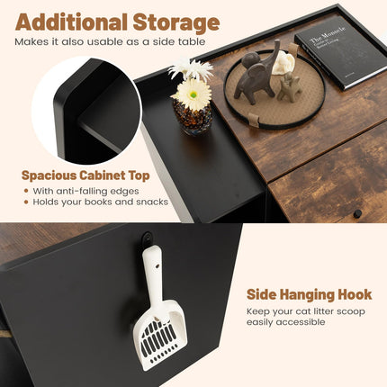 Dreamade Cat Litter Box Enclosure - Hidden Cat Washroom Furniture with Rolling Pull-Out Drawer
