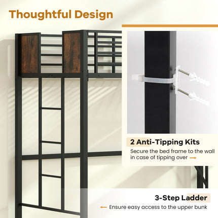 Dreamade Twin Loft Bed with Desk - Heavy-Duty Metal Bed Frame w/Safety Guardrail