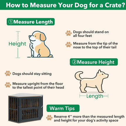 Dreamade Corner Dog Crate Furniture with Adjustable & Reversible Elevated Feeder