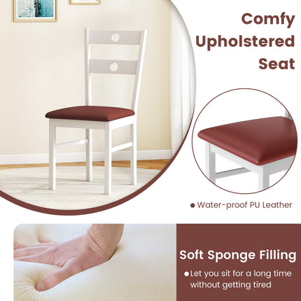 Dreamade PU Leather Upholstered Kitchen Chairs w/Hollowed Backrest & Padded Seat