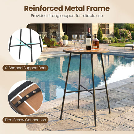 Dreamade 41-inches Patio Bar Table Acacia Wood Pub Table
