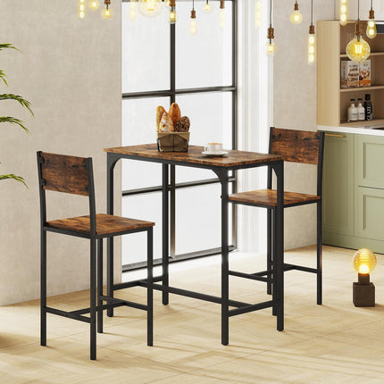 Dreamade Bar Table and Chair Set with 2 Counter Height Bar Stools