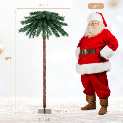 Dreamade 6 FT Pre-Lit Artificial Christmas Tree, Lighted Xmas Palm Tree W/ 210 Multi-Color LED Lights - DreamadeUS