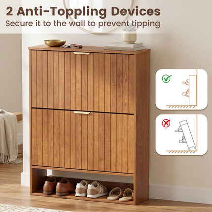 Dreamade Shoe Storage Cabinet with 2 Flip Drawers