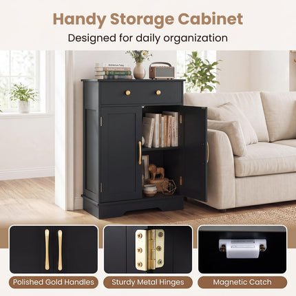 Floor Storage Cabinet with Doors Modern Buffet Sideboard with Drawer and Adjustable Shelf