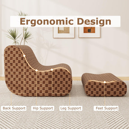 Dreamade Bean Bag Chair with Ottoman Comfy Lazy Sofa Chair with One-Piece Foam Filling