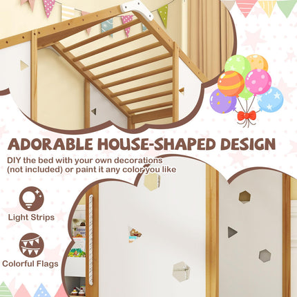 Dreamade Twin Size Montessori Floor Bed, 3-in-1 Indoor Kids Jungle Gym Playground