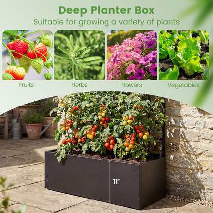 Dreamade 36" x 16" x 77" Metal Raised Garden Bed with Trellis