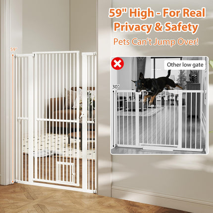 Dreamade 59” Extra Tall Pet Gate Heavy-Duty Metal Cat Gate with Wide Opening