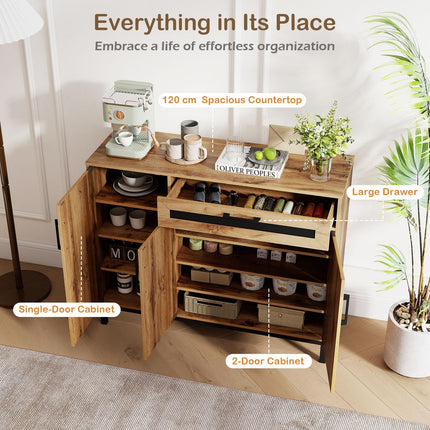 Dreamade 48" Buffet Cabinet with Storage 3-Door Large Farmhouse Sideboard
