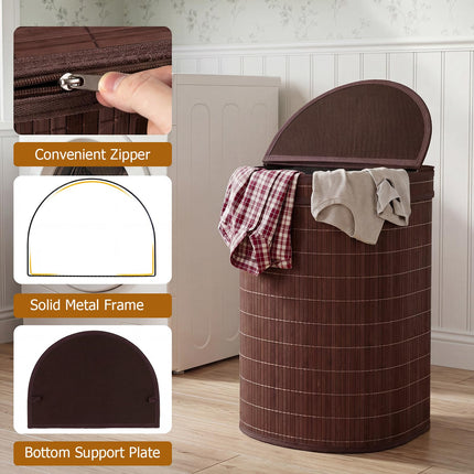Dreamade 16 Gal Bamboo Laundry Hamper with Zippered Lid