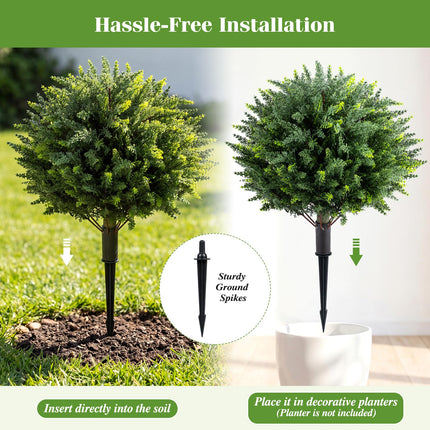 Dreamade 27.5" Artificial Cypress Topiary Trees Set of 2 for Front Porch Patio Home Decoration